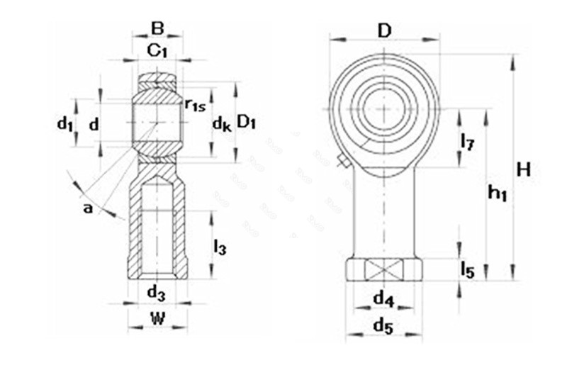 GIKL8-PB Rod End Bearings Drawing GIKL8-PB Rod End Bearings Drawing