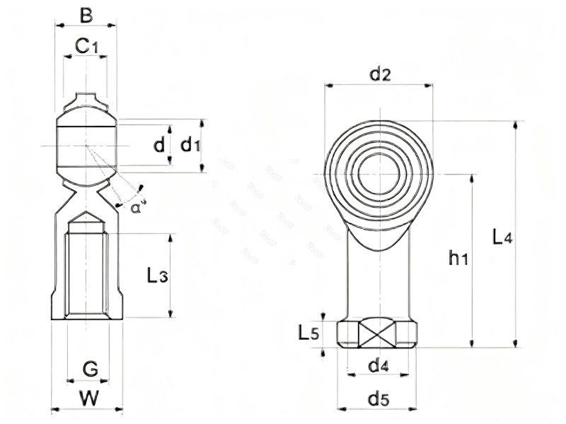 NHS8 Rod End Bearings Drawing NHS8 Rod End Bearings Drawing