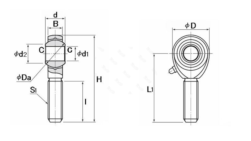 POS8 Rod End Bearings Drawing POS8 Rod End Bearings Drawing