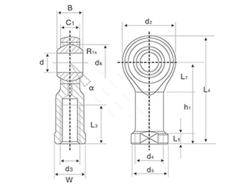 SI...T/K Series Rod End Bearing Drawing SI...T/K Series Rod End Bearing Drawing