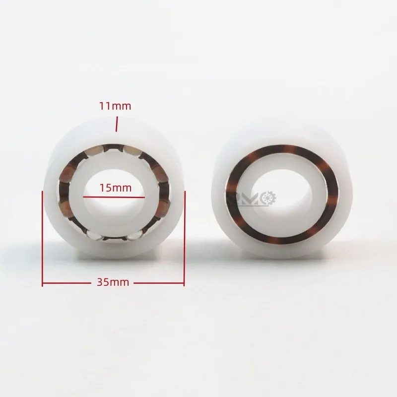 Dimensions and technical structure of 6202 POM plastic bearing 15x35x11mm