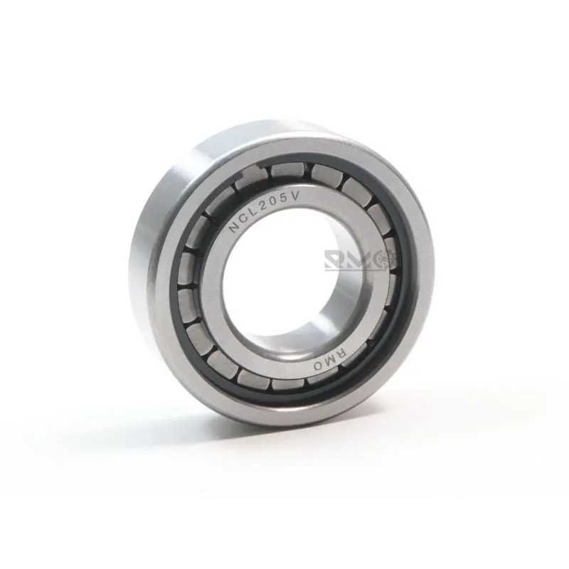 Close up view of NCL205V cageless bearing showing maximum roller density and steel flanges