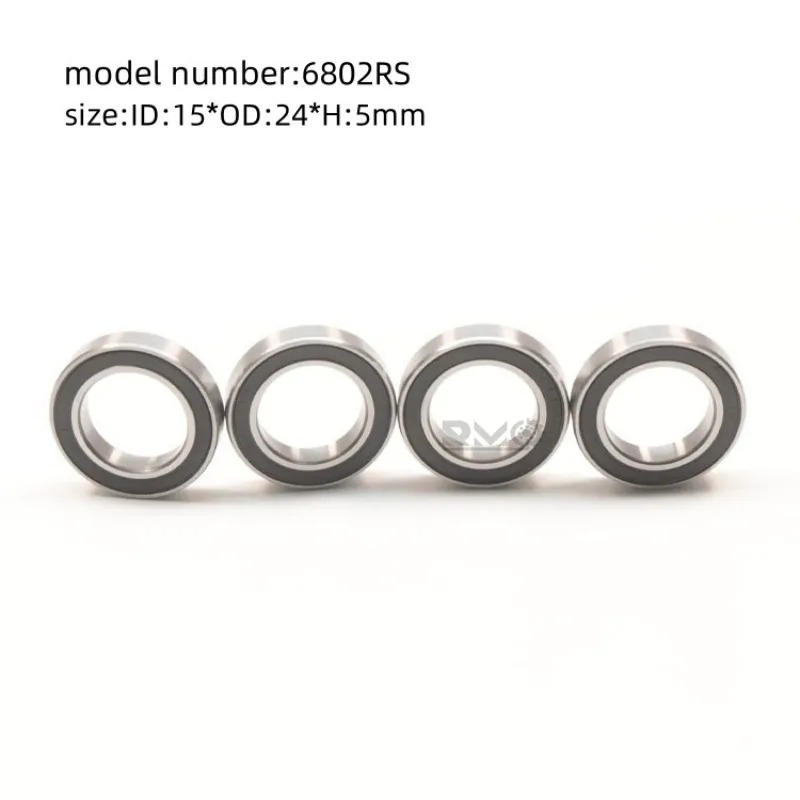 Engineering dimension drawing of the 6802-2RS 15x24x5mm thin section bearing structure