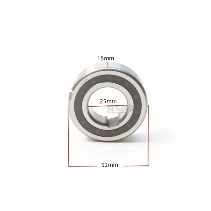 Technical drawing and keyway specifications of the 25x52x15mm CSK25PP heavy duty sprag clutch bearing