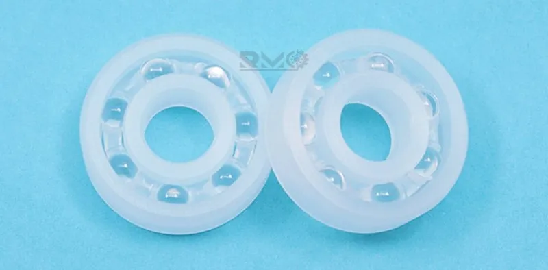 Cross section structure diagram of 608 PP plastic bearing showing polypropylene rings and glass balls