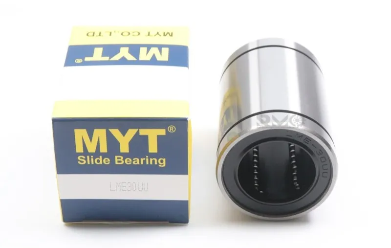 Close up view of LME30UU linear motion bearing internal steel cage and recirculating ball circuits