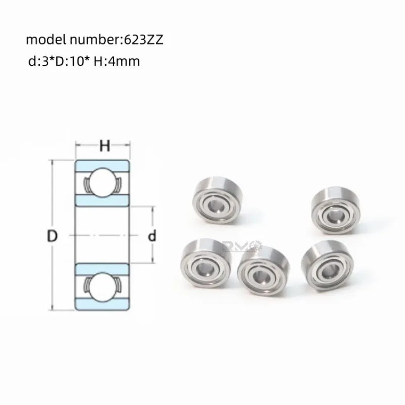Caliper measuring 3x10x4mm dimensions of 623ZZ micro ball bearing