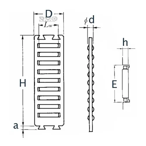 RMO brand FF3020 flat needle roller cages drawing