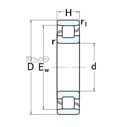 RMO brand N221M brass cage roller bearings drawing